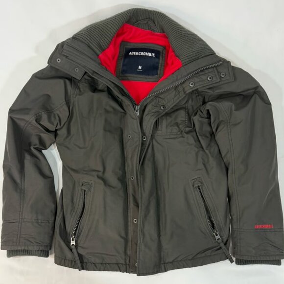Men's Abercrombie Gray Bomber Jacket w/ Hood Size MEDIUM - Picture 1 of 10